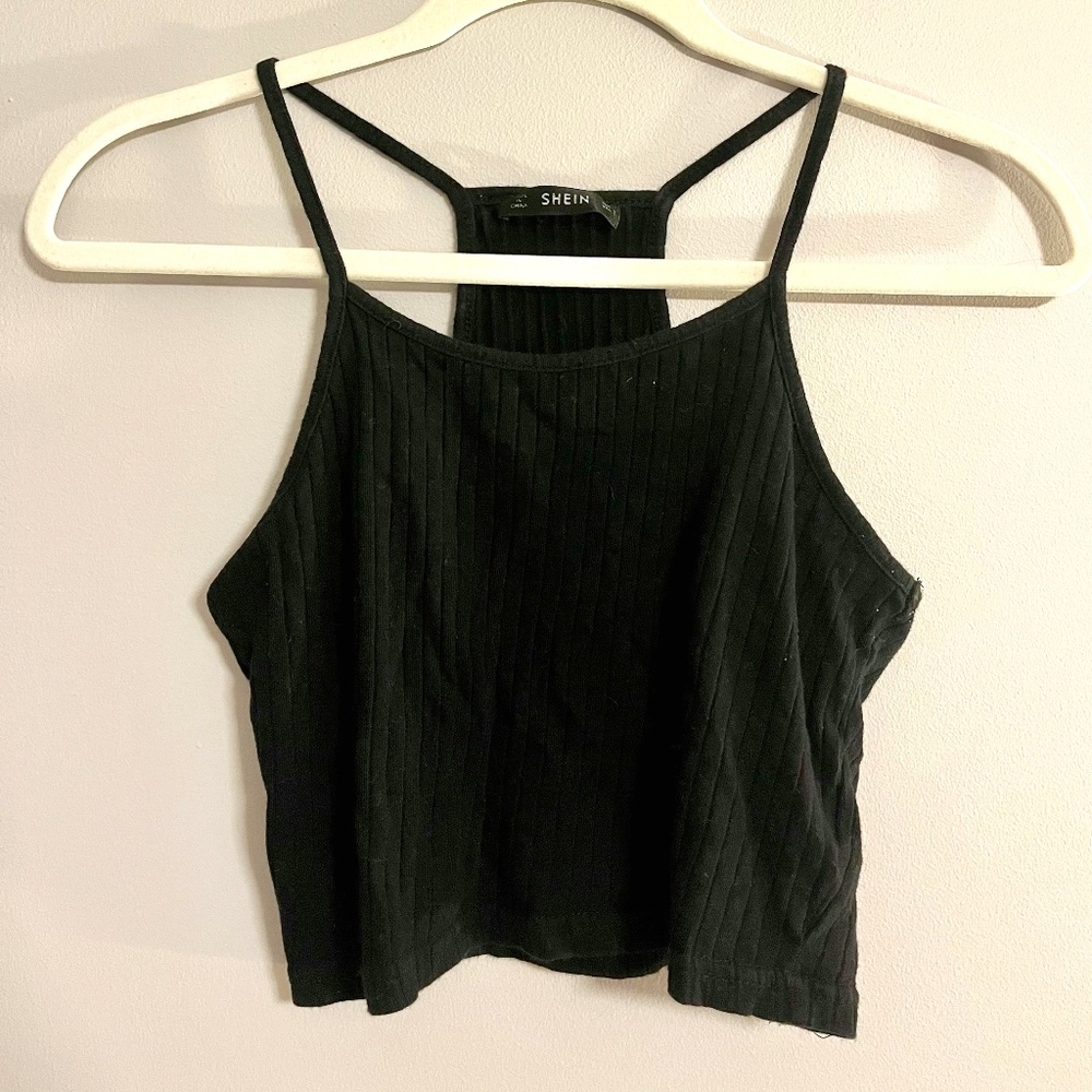 Black SHEIN Cropped Tank Top